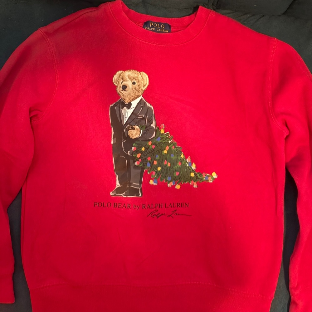 Polo Ralph Lauren Red Christmas Sweatshirt Kids size M 10/12
